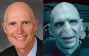 Scott's attempts to look human are hampered by his striking resemblance to Voldemort.