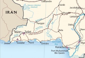 Detail of CIA Pakistan transportation map showing region around Gwadar. Click on map for a larger image.