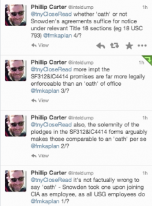 Phillip Carter's tweets about Edward Snowden