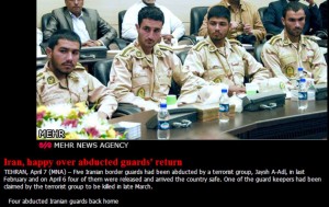 A photo posted yesterday showing the four released border guards back in Iran.