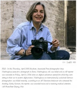 This photo of Niedringhaus accompanies the AP story on her death.