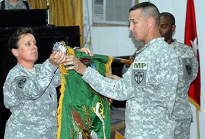 John Bogdan as his 95th Military Police Battalion assumed command of Forward Operating Base Rustimayah in Baghdad in November, 2001.