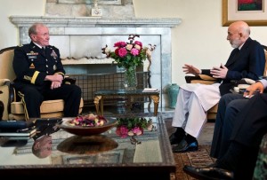 Dempsey and Karzai pose for the cameras while their countries come no closer to an agreement keeping US troops in Afghanistan. (Defense Department photo)