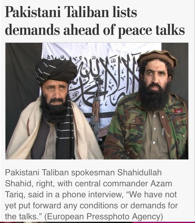 Did they or didn't they? Washington Post headline says Taliban presented list of demands, photo caption says they didn't.