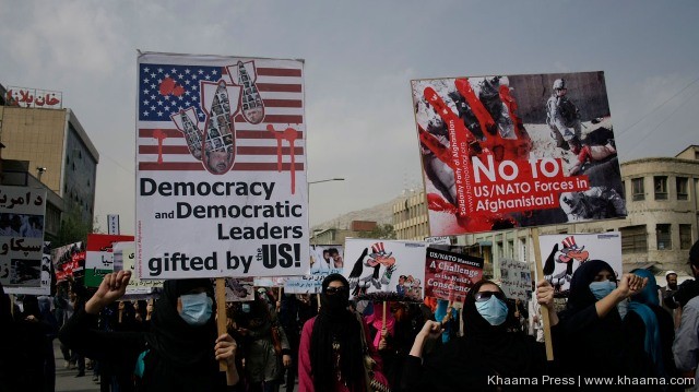 Afghans demonstrate against NATO occupation and ISIS