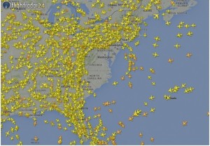 [graphic: Live radar from 15-AUG-2015, via @FlightRadar24]