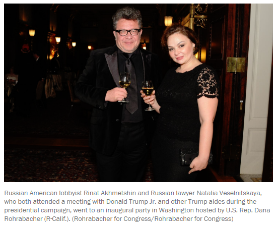 Akhmetsin and Veselnitskaya at Rohrabacher party Jan 2017