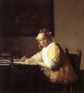 Woman writing a letter.